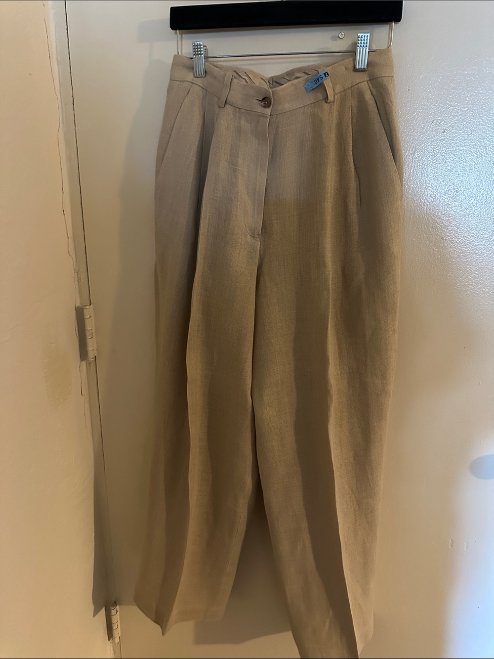 VINTAGE DKNY Women BEIGE Linen Pleated Front Trousers 12